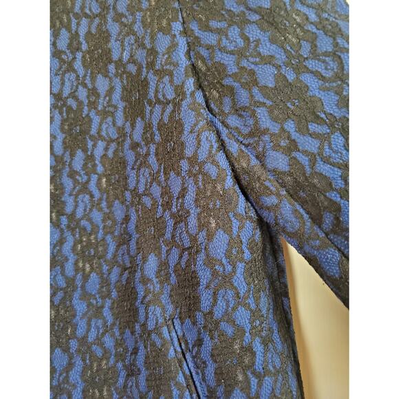 Metrostyle Full Lace Blue Black Retro Hip-Length Open Blazer Jacket, Size 12 - Picture 7 of 11